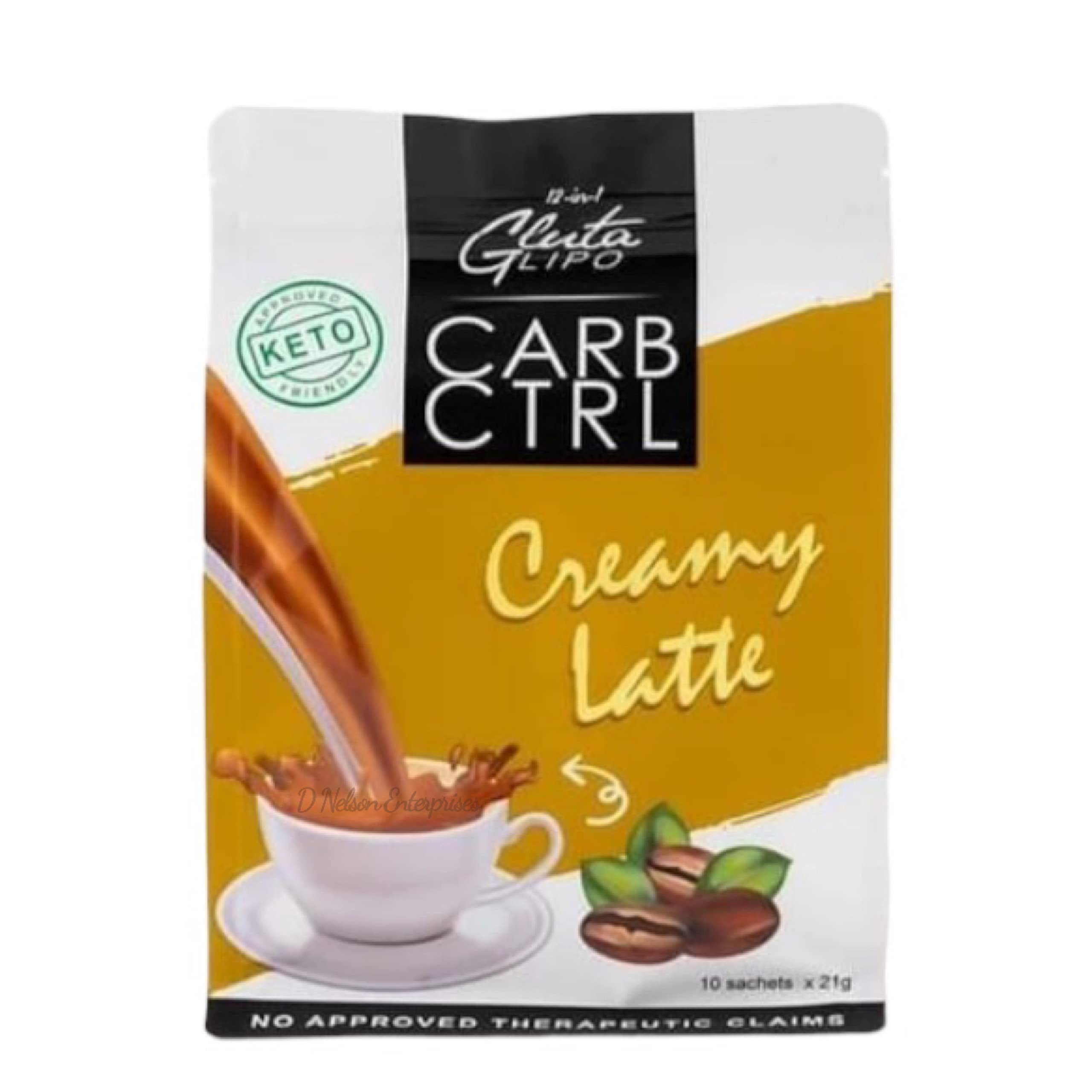 GlutaLipo Creamy Latte CARB CTRL Coffee Mix Drink, 10 Sachets x 21g