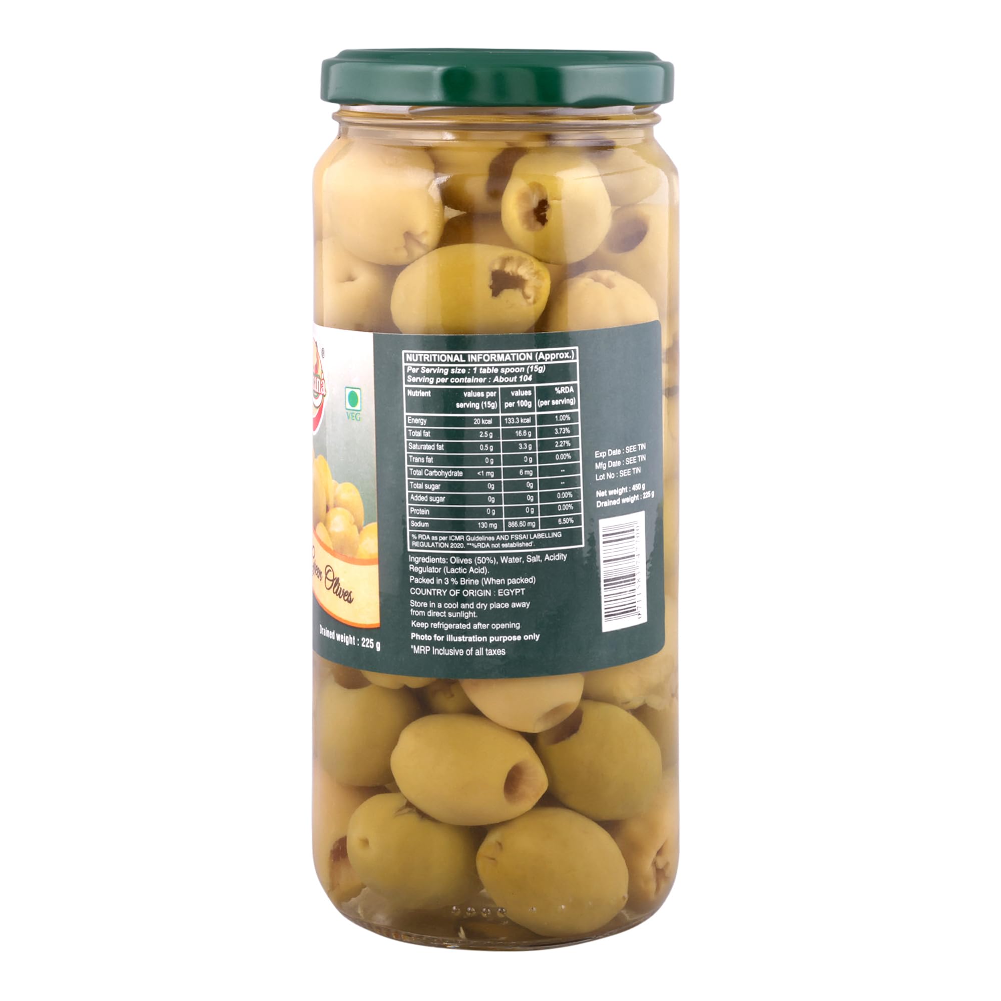 Luciana Pitted Green Olives 450g β Ready-to-Use Seedless Green Olives for Pizza, Pasta, Salads, Sandwiches, Mediterranean Dishes, Appetizers & Snacks | Vegetarian Cooking Essential 2