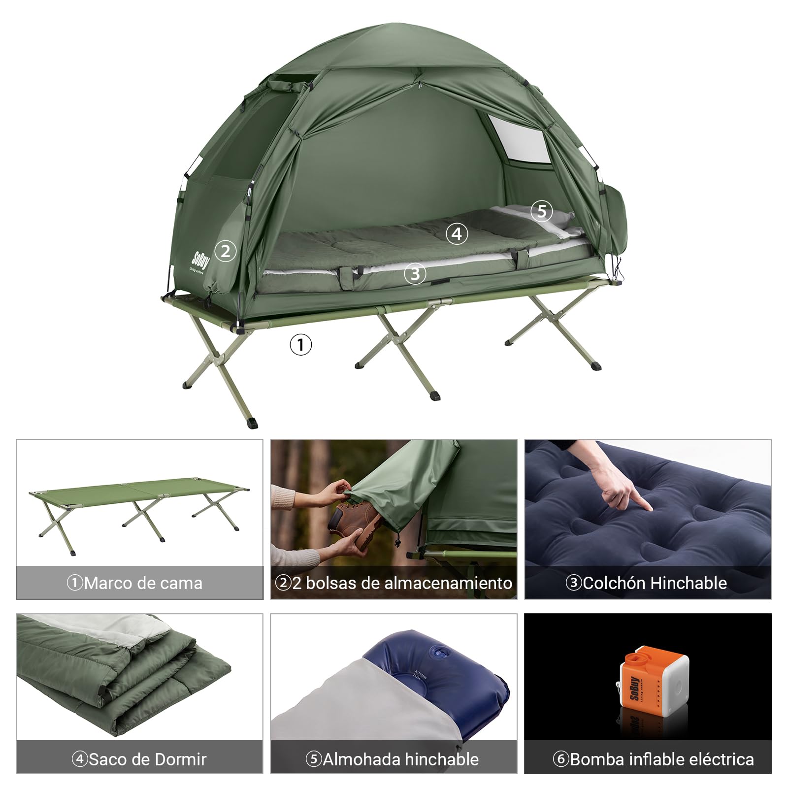 SoBuy Tienda de Campaña Exterior para 1 Persona Tienda de Acampada para Playa Parque 4 en 1 Tiendas iglú con Bolsa de Transporte