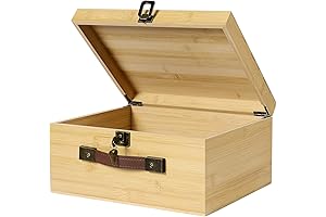 ANMINY Vintage Storage Case with Lock, Leather Handles