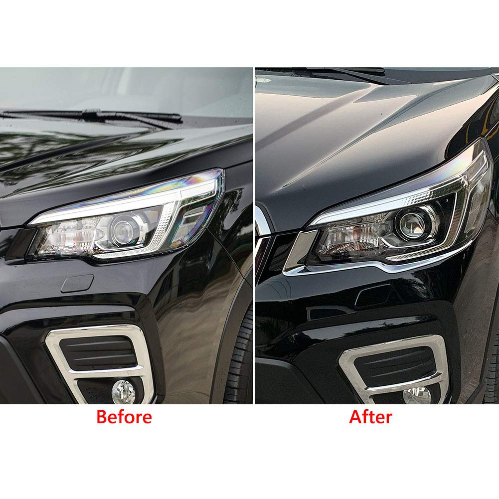 Compatible con Subaru 2019 2020 2021 Forester faro delantero cubierta moldura cromada 6