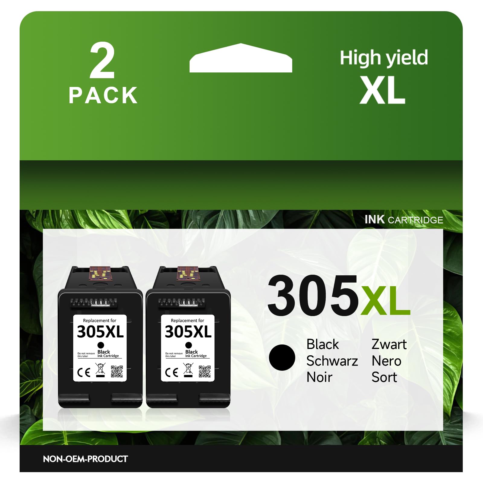 305XL cartucce d'inchiostro per HP 305 Sostituzione per HP 305 Cartucce per HP DeskJet 2700 2710 2720e 2722e 4110e Deskjet Plus 4100 4130e Envy 6000 6010e 6020e 6030e Envy Pro 6400 6420 (2 Nero)