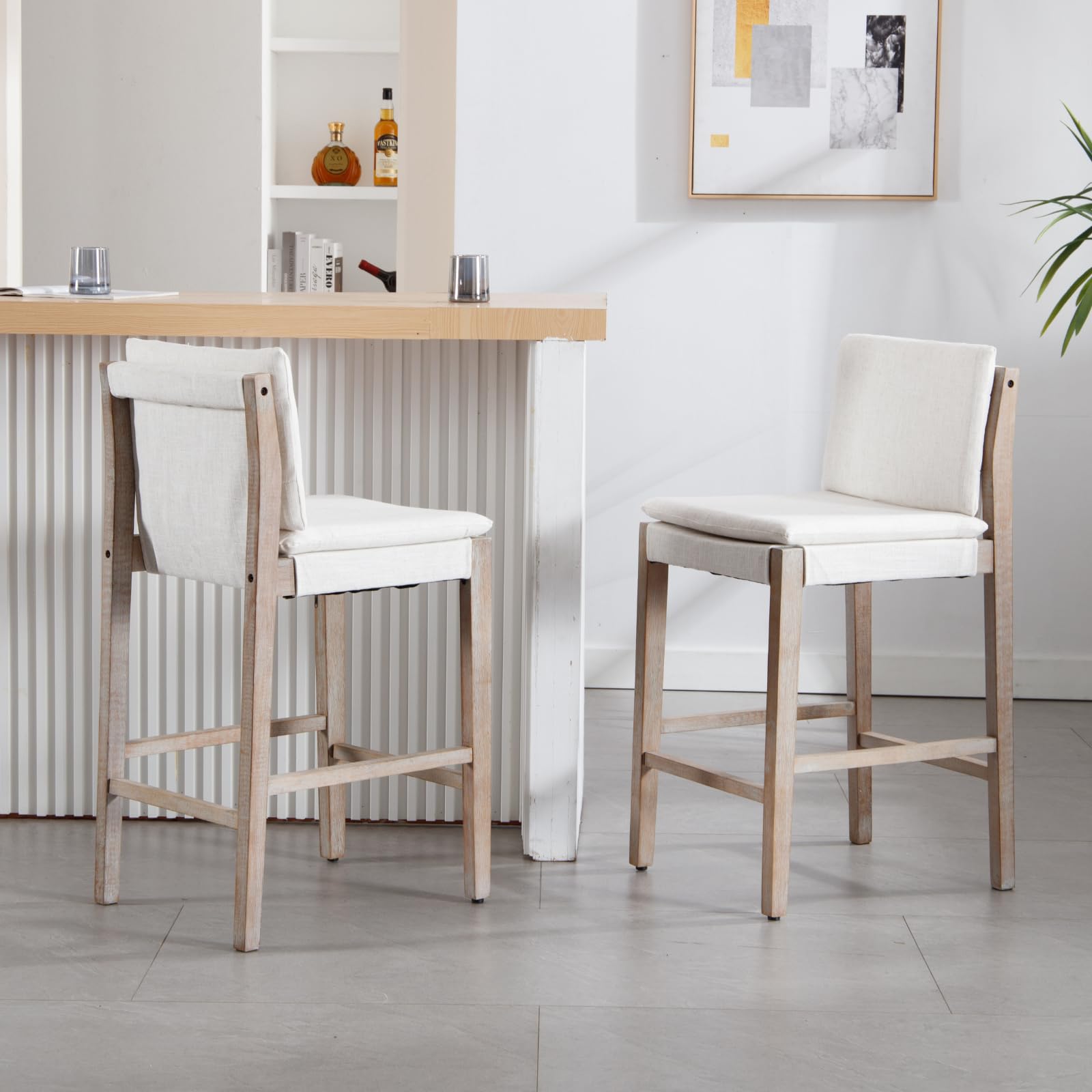 Amazon.com: Janoray 26" Farmhouse Counter Height Bar Stools Set of 2 ...