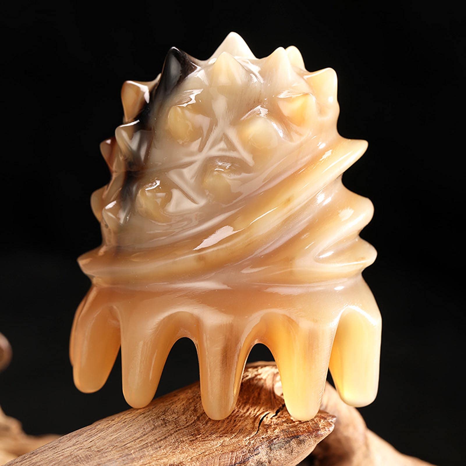 Pettine In Corno Naturale, Massaggio Alla Testa In Corno Di Bufalo E Pettine Per La Cura Dei Capelli, Pettine Per Parrucchieri, Massaggio Facciale, Pettine Regalo (7CM*5CM)
