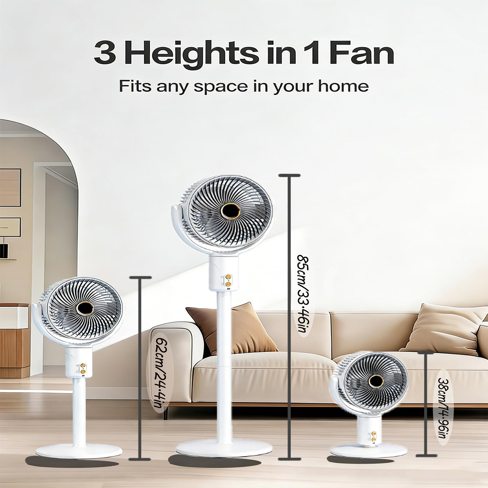 Smart Standventilator, 20dB Leiser Bodenventilator, Fernbedienung, stufig höhenverstellbar, Schüttelnder Kopf mit 5 Geschwindigkeitsstufen für Schlafzimmer Wohnzimmer Kinder Büro