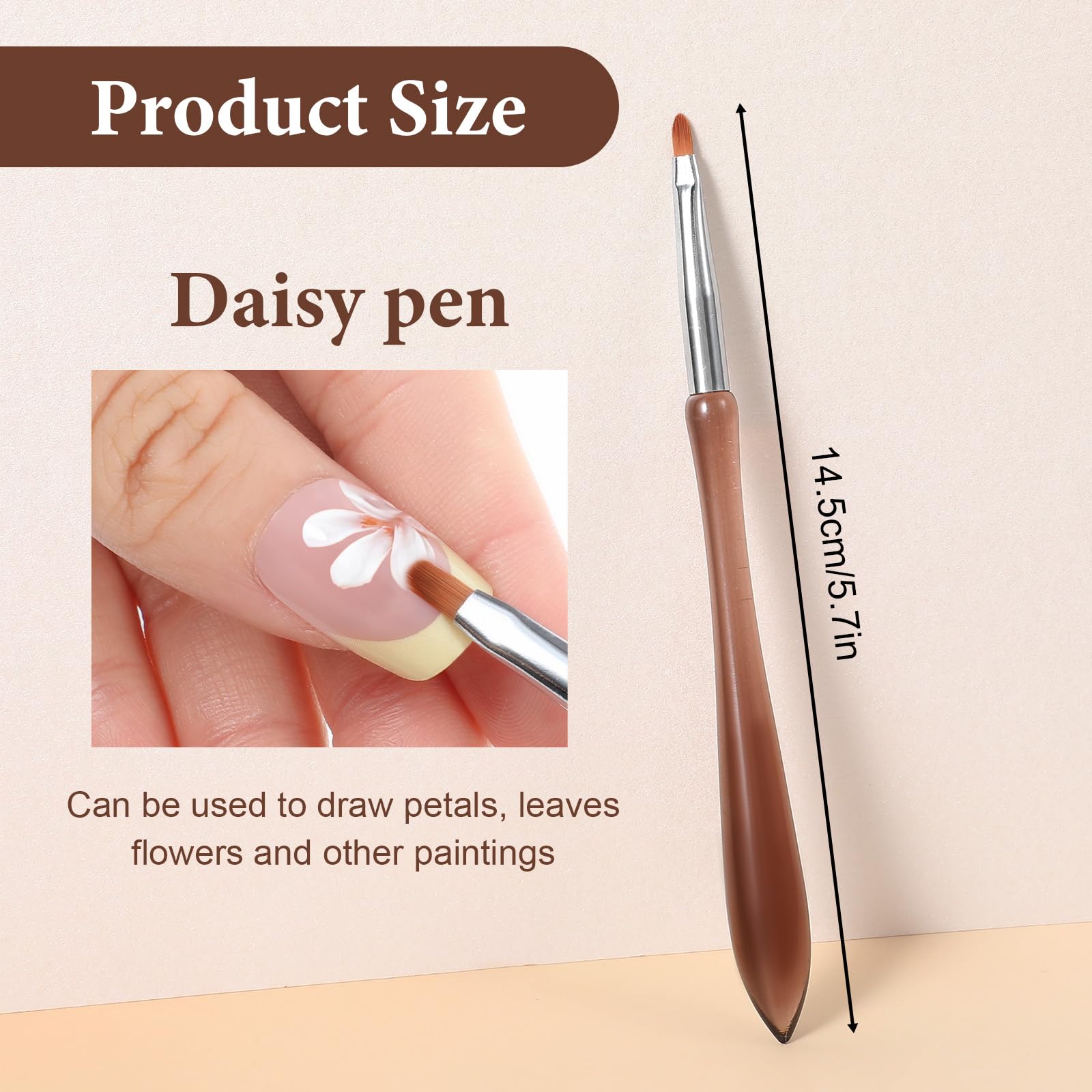 Nail Detail Brush, Versatile Nail Art Brushes Daisy Pen for Petals, Leaves, Flowers and Delicate Art Design Nail Art Tools