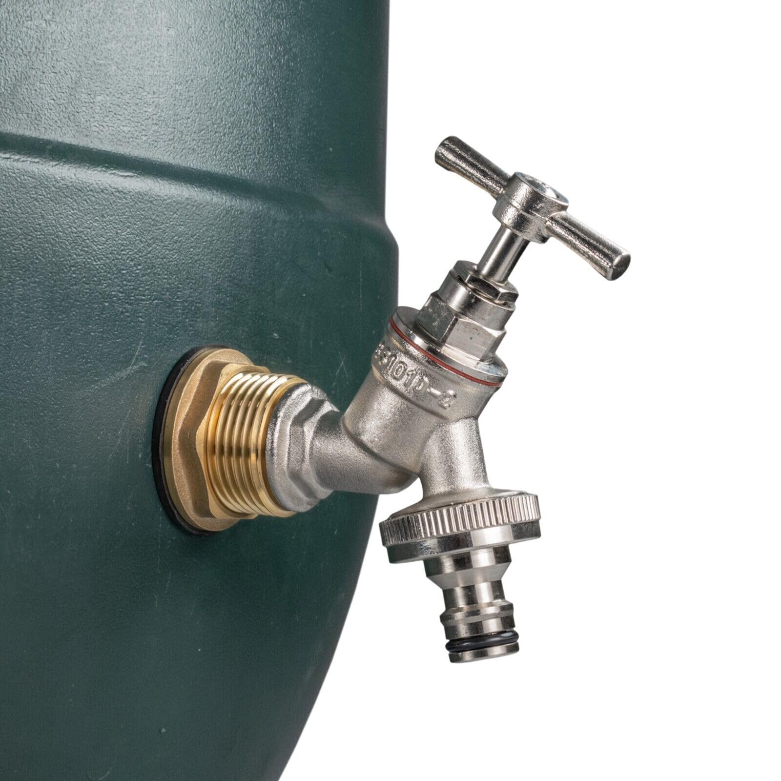 1" Brass Metal Lever Water Butt Replacement Tap with Quick Hosepipe Outlet – Durable Bib Tap for Garden Watering and Irrigation Systems (Nickle Plated Brass Bib (Quick Connector))