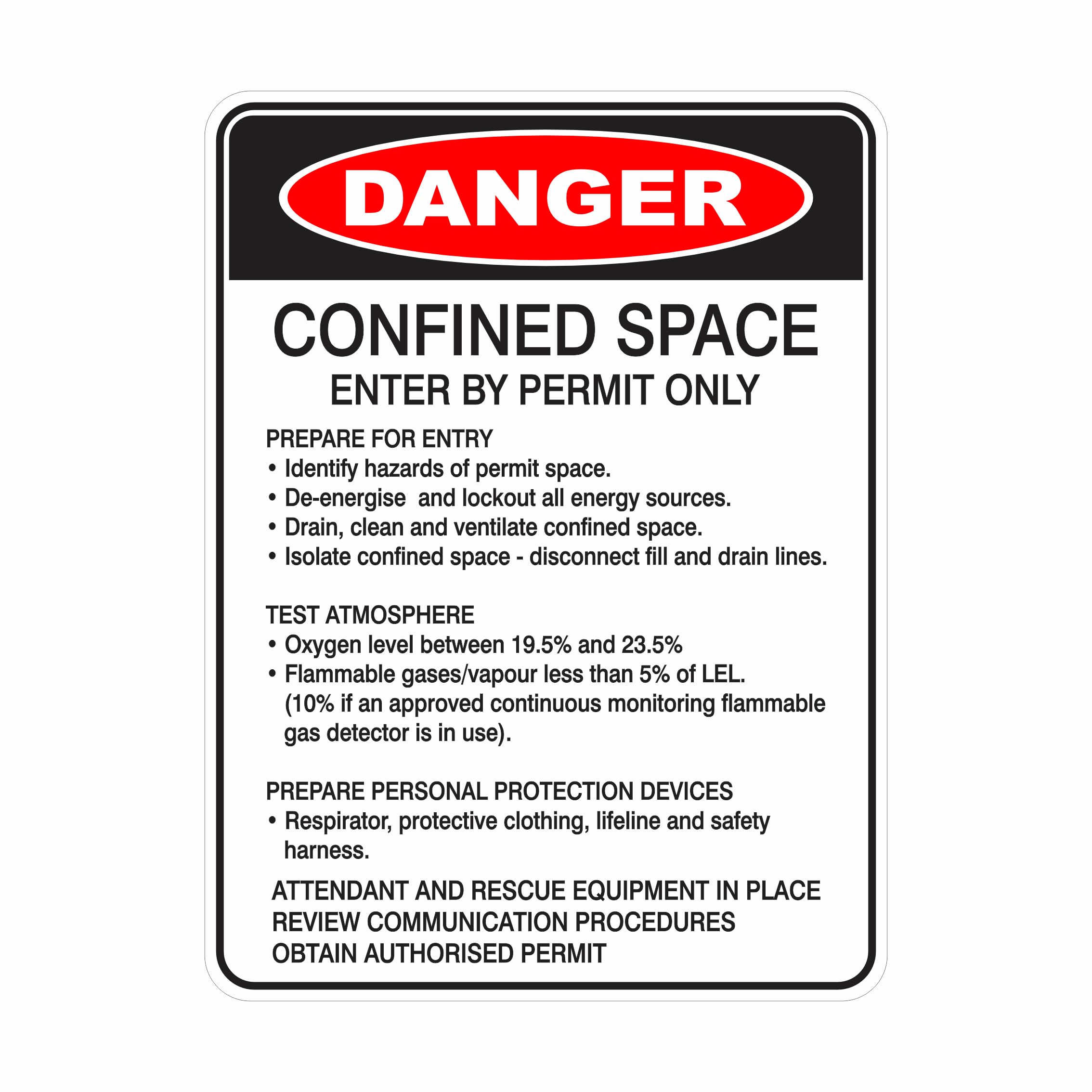 Confined Space Enter By Permit Only Etc Danger Signs Metal Tin Sign 8 x 12 inch for Industrial & Commercial