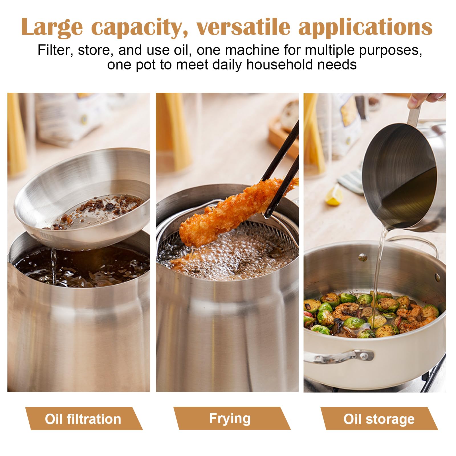 Contenitore Per Grasso APOMOONS 2L - Acciaio Inox, Con Filtro A Maglia Fine E Coperchio - Foto 11