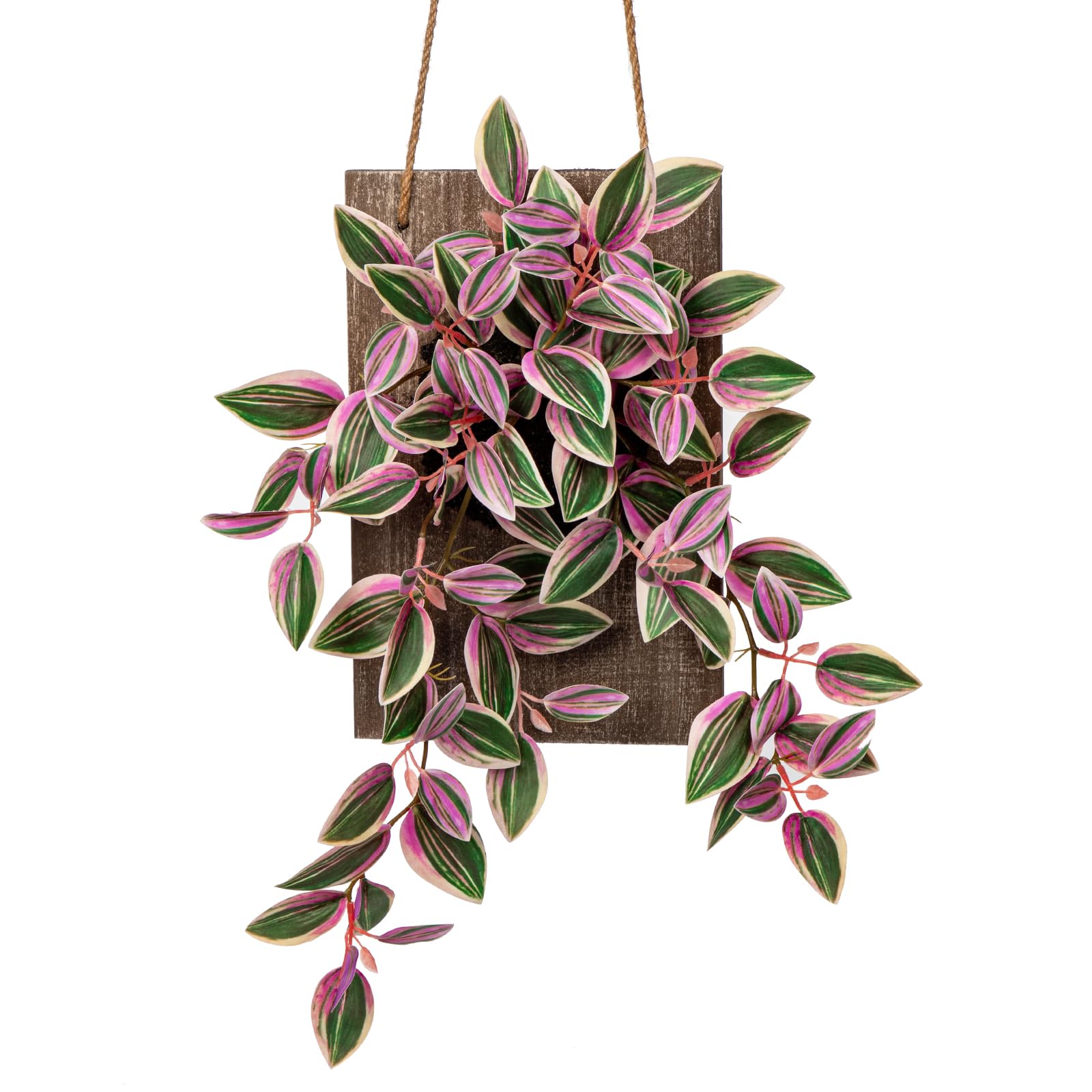 Plante artificielle murale 84 cm avec plateau bois pour déco escalier et café