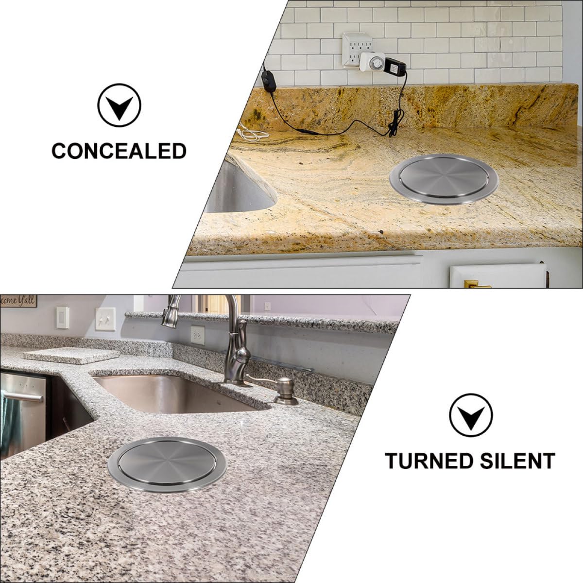 Coperchio Inox a da Incasso per Bidone della Spazzatura in 403 Design Pratico Ribalta Colore Argento per Cucina Domestica