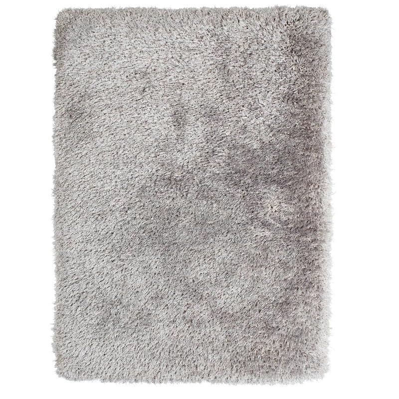 Image of Plain Fur Rugs Bedroom Drawing Room 5x7 Feet Microfiber 2 Inch Pile Height Modern Interior Mat Silver Color