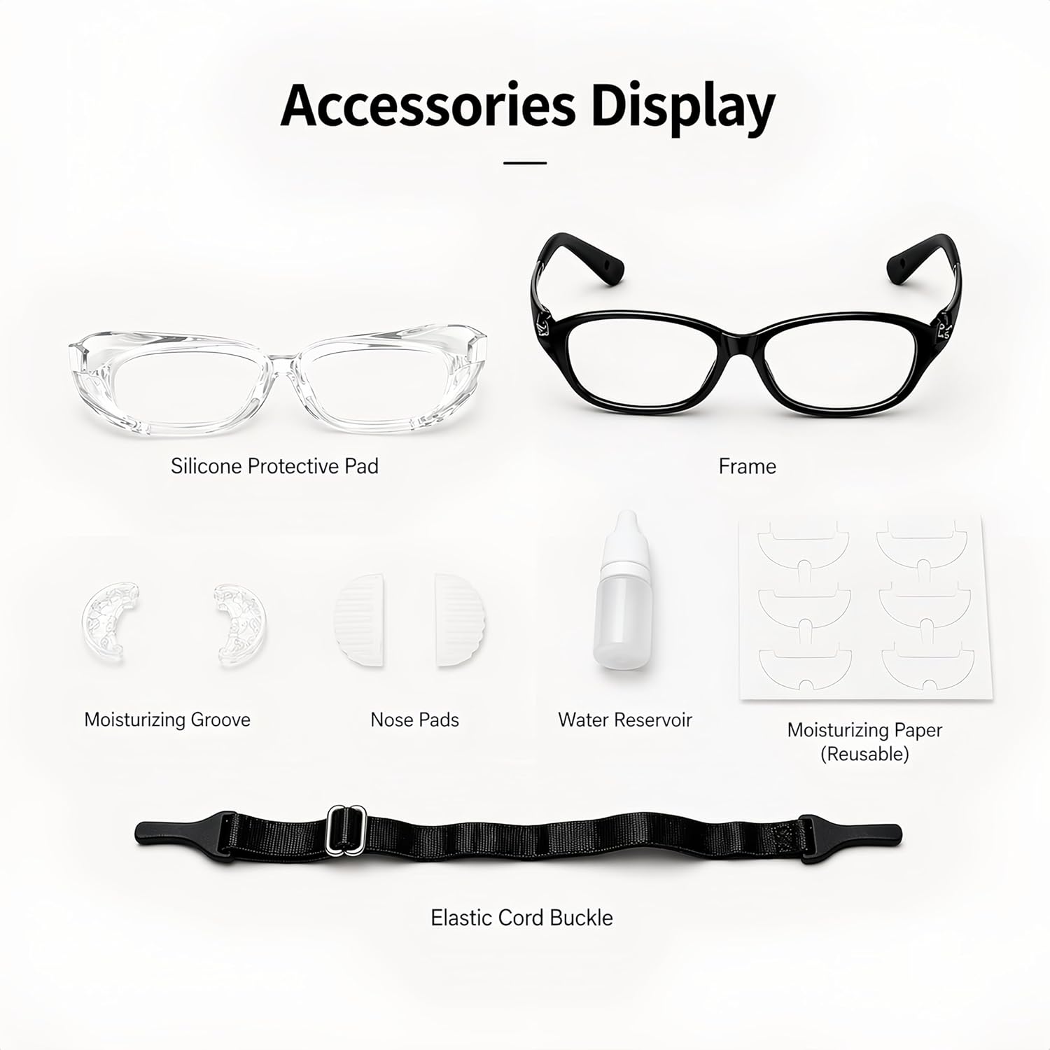 Moisture Chamber Glasses for Dry Eyes, TR90 Dry Eye Relief Glasses for Work, Reading, Study and Daily Use, with Reusable Moisture Pads
