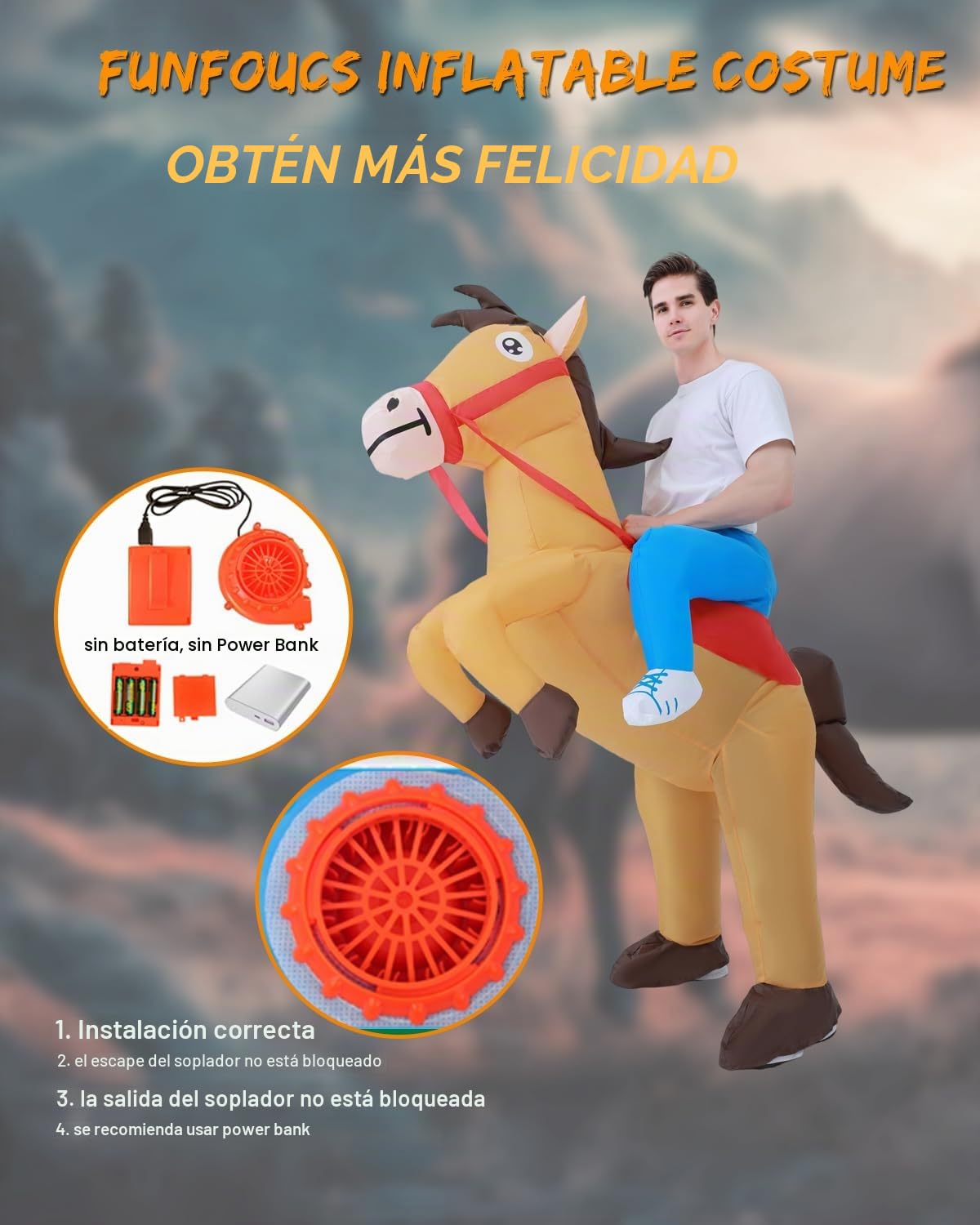 Disfraz caballo inflable para adultos - Disfraz caballo unisex para Halloween Carnaval para alturas 150-190cm - Disfraz inflable perfecto para fiestas, cumpleaños celebraciones,dinosaur costume adult