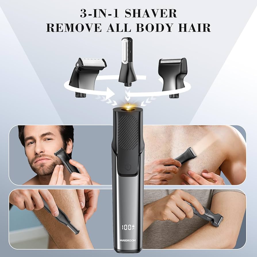 Amazon | MAXGROOM 電動髭剃り 男性用 3-in-1 防水両面ボディ