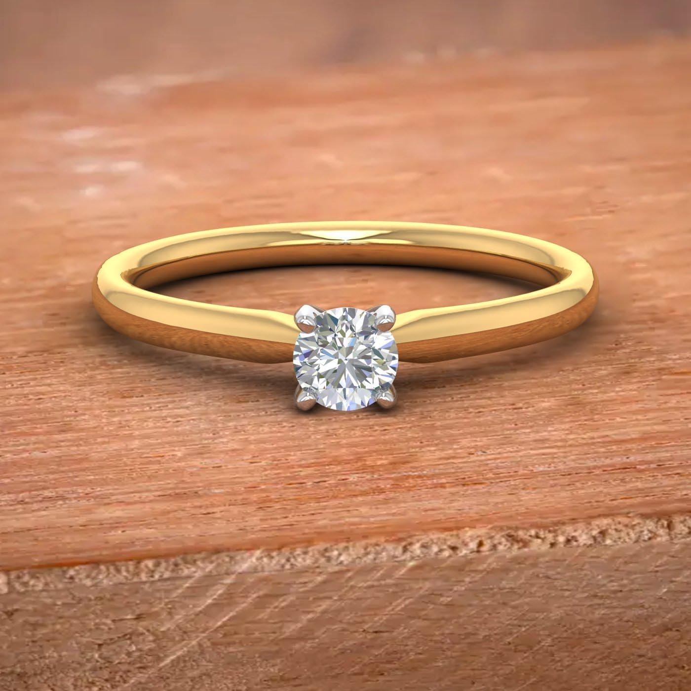 1/5 Carat 4-Prong Set Diamond Solitaire Engagement Ring Band in 14K Gold