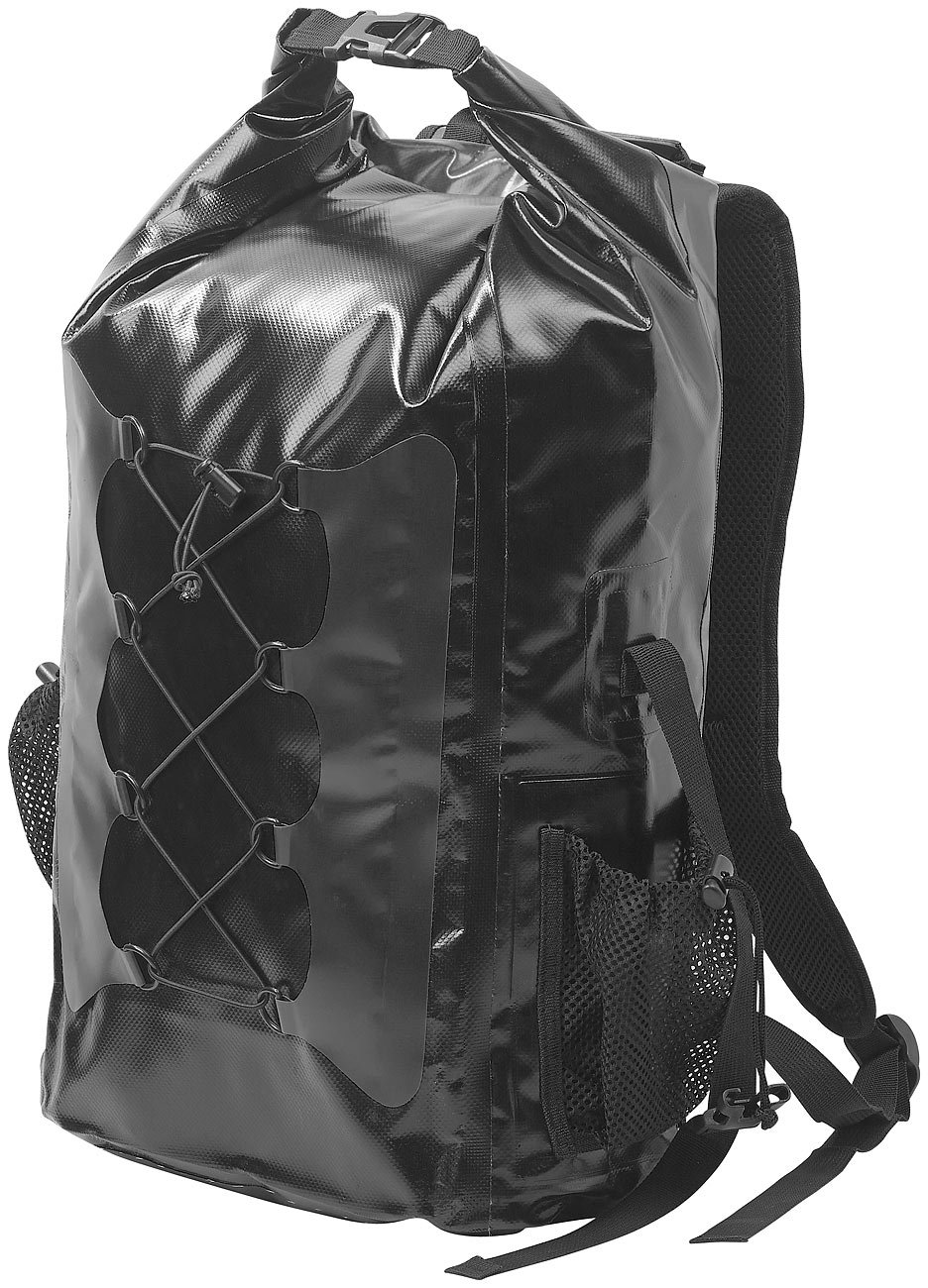 Sac à dos trekking étanche en toile de bâche 30 L - coloris noir [Semptec]