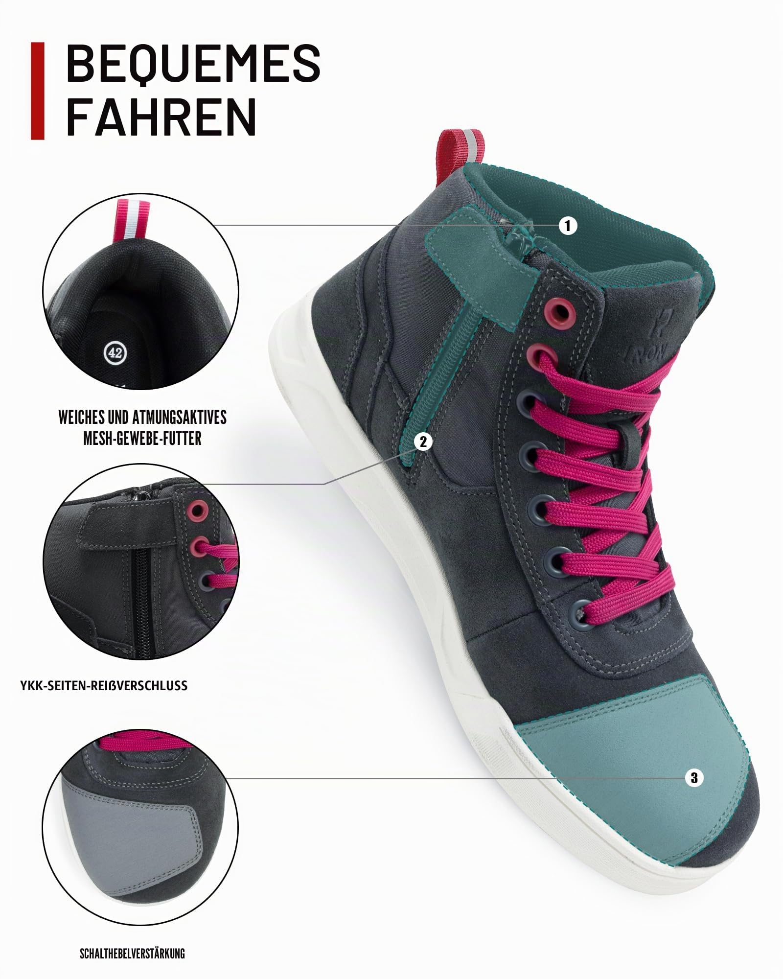 IRON JIA'S Motorradschuhe Herren Motorradstiefel Herren Motorrad, rutschfeste, atmungsaktive