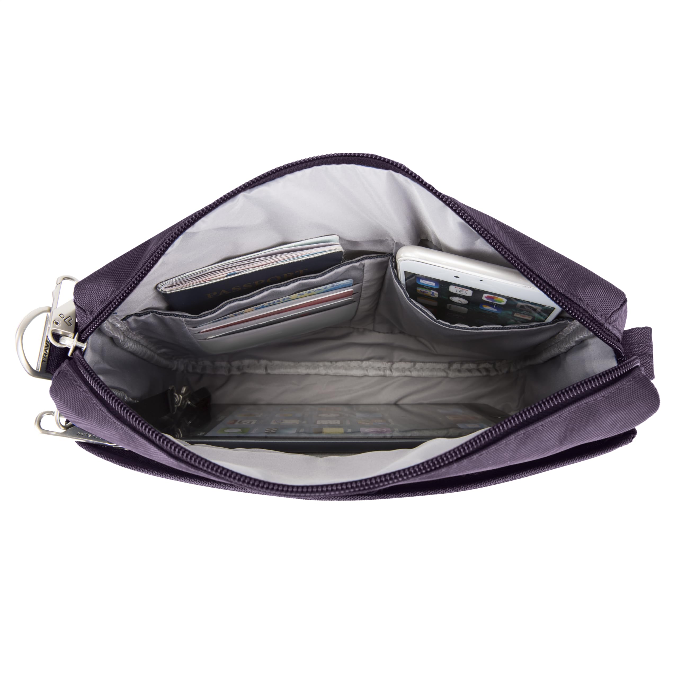Travelon Unisex Anti-Theft Classic Small East/West Crossbody, Fioletowy, Rozmiar Uniwersalny