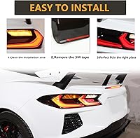 Vista 4 de Sekhyna Lámpara trasera trasera color negro ahumado, parche ABS 4 piezas compatible con Corvette C8 Stingray 2020-2023 cubierta de luz trasera
