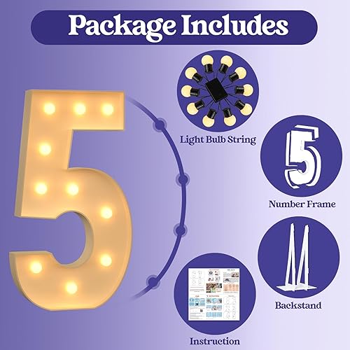 Miniatura 238 de Números iluminados grandes de 4 pies, números de marquesina 2 para decoraciones de cumpleaños de 21 para niños y niñas, números gigantes iluminados