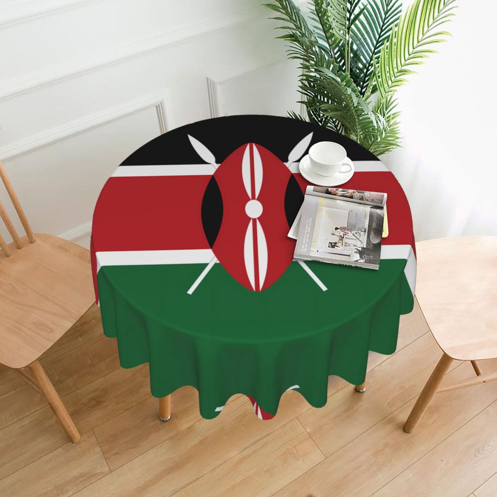 VVXBHGR Flag of Kenya Prints Round Decorative Tablecloth 60 in for Indoor and Outdoor Dining, Parties, Weddings