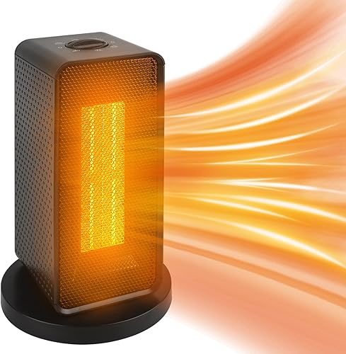 AUMIO Space Heaters for Indoor Use Portable Heater 1200W PTC Electric Heater with Thermostat, 90 Oscillating, 3 Modes,Safety Protection,Fast Heating