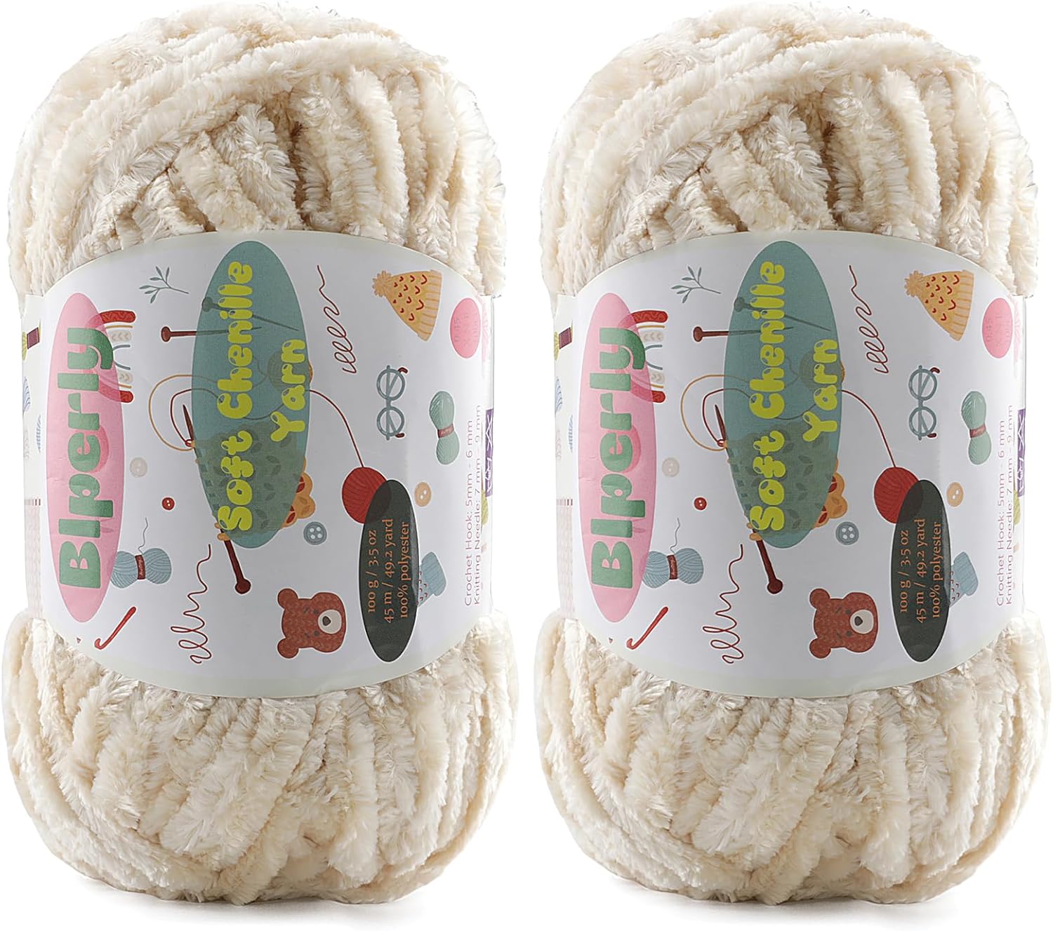 Fluffy Chenille Yarn for Crocheting – Chunky Velvet Yarn for Scarves Shawls, Baby Blankets, Hats Plush Toys, Plush Yarns Each Skein 49.2yd, 3.5oz (2, Beige) Fluffy Chenille Yarn for Crocheting – Chunky Velvet Yarn for Scarves Shawls, Baby Blankets, Hats Plush Toys, Plush Yarns Each Skein 49.2yd, 3.5oz (2, Beige)