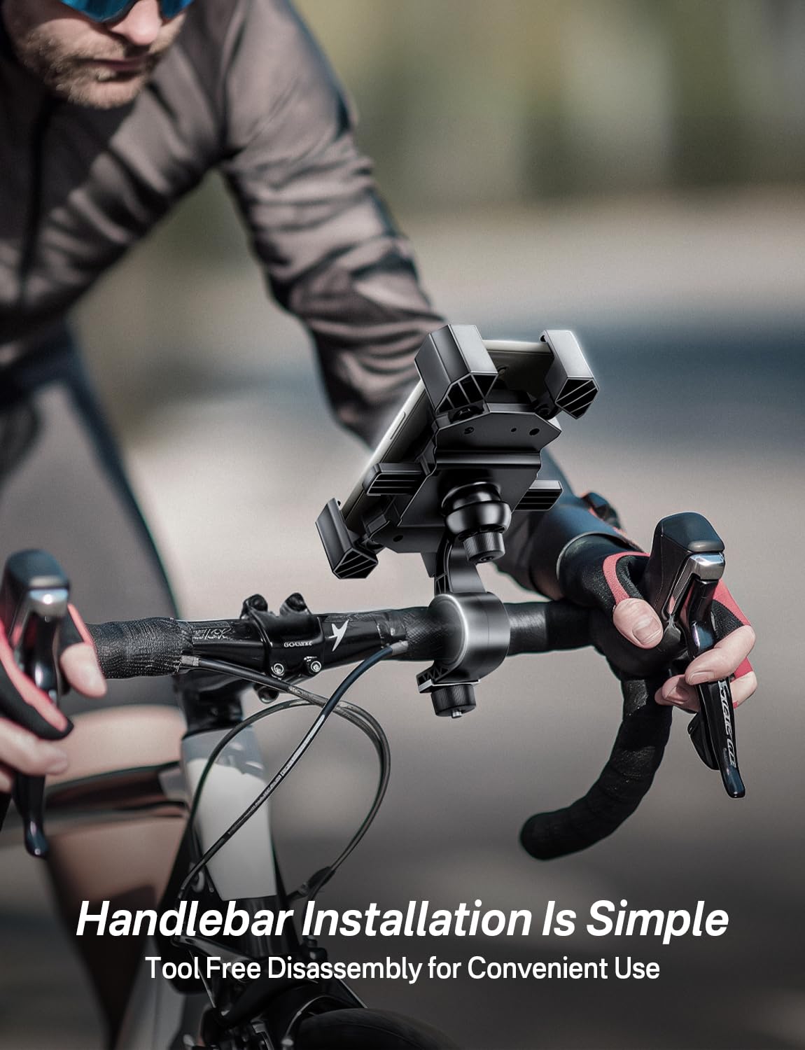 Delobon Bike Phone Holder Handlebar Motorcycle Phone Mount ATV Cell Phone Clamp Scooter Phone Clip for iPhone 15 — view 5