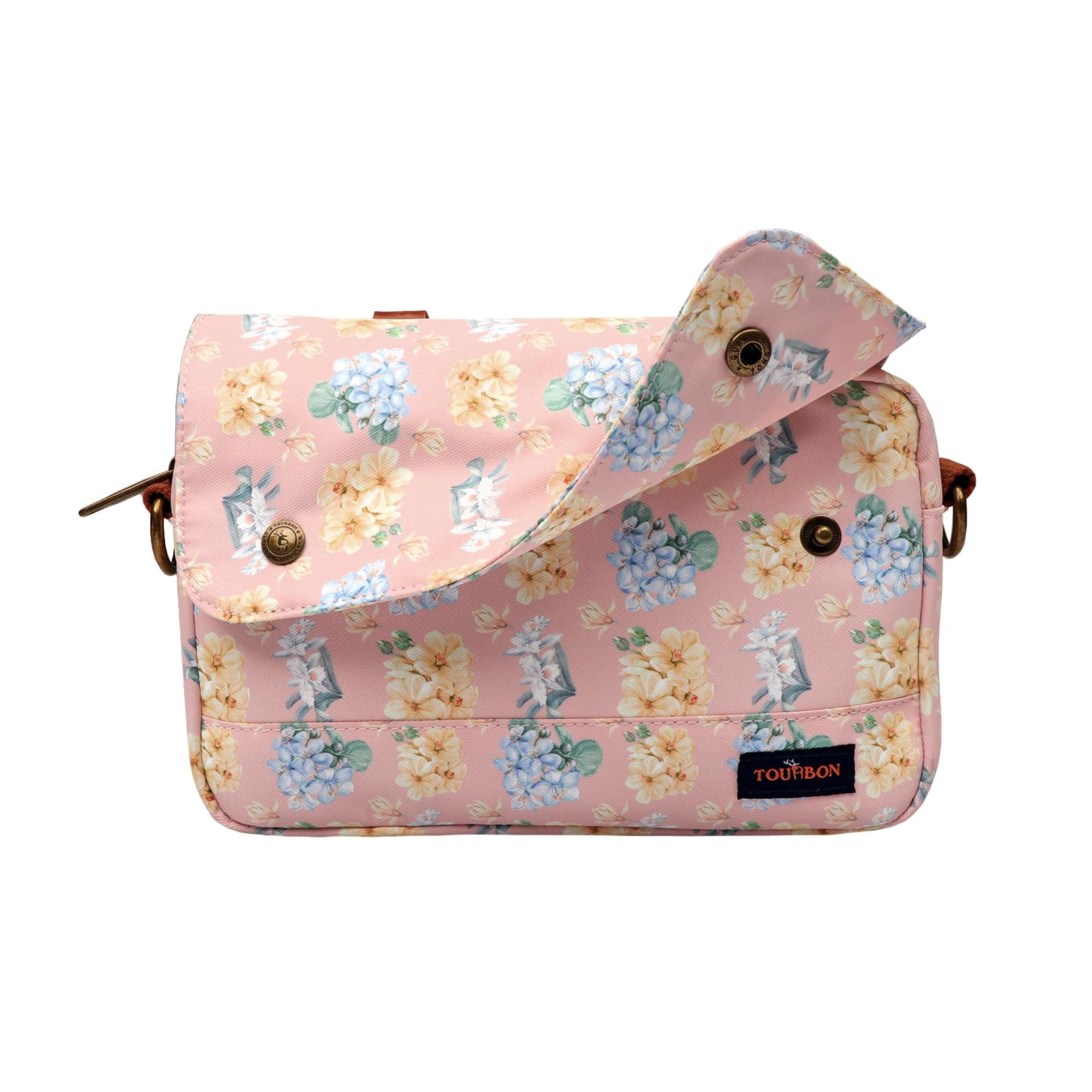 TOURBON - Borsa da manubrio in tela impermeabile, motivo floreale