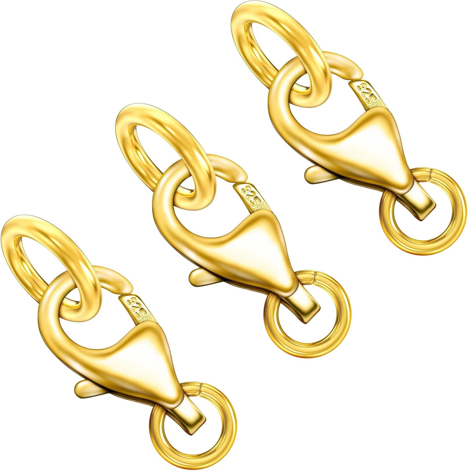 14K Gold Plated 925 Sterling Silver Lobster Claw Clasp with