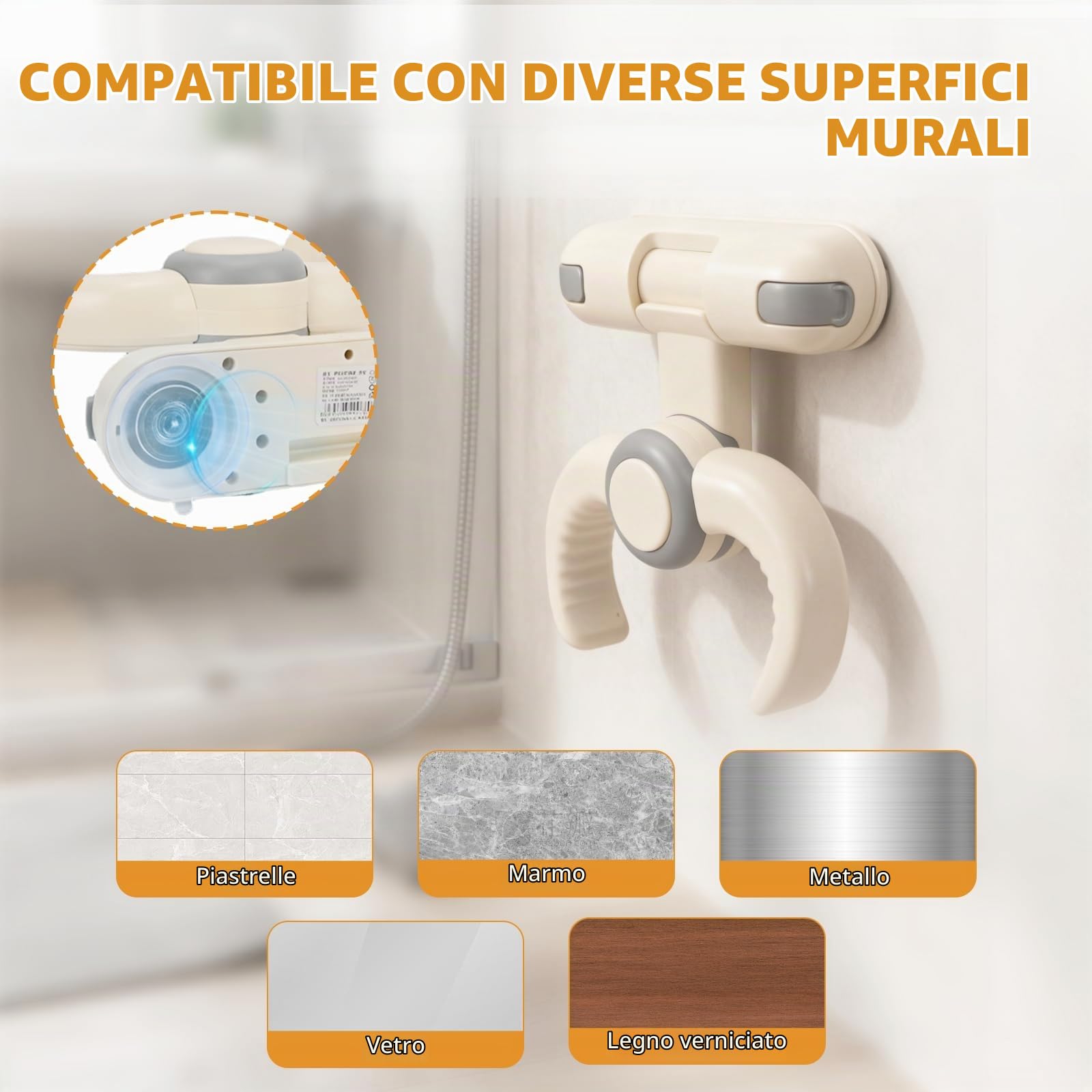 Supporto Doccia Neonati | Altezza Reg. 26-35cm | Antiscivolo Maniglia Sicurezza | Pieghevole Senza BPA | 6-36 Mesi