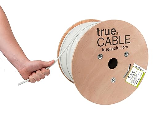 trueCABLE - Elevador blindado Cat6 (CMR), 1000 pies, blanco, cobre desnudo sólido de 23 AWG, 550 MHz, PoE++ (4PPoE), listado ETL, escudo de lámina