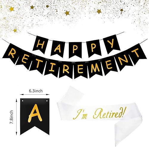 Miniatura 4 de Decoraciones para fiestas de jubilación, suministros para fiesta de jubilación con pancarta de feliz jubilación, globos de látex para jubilados,