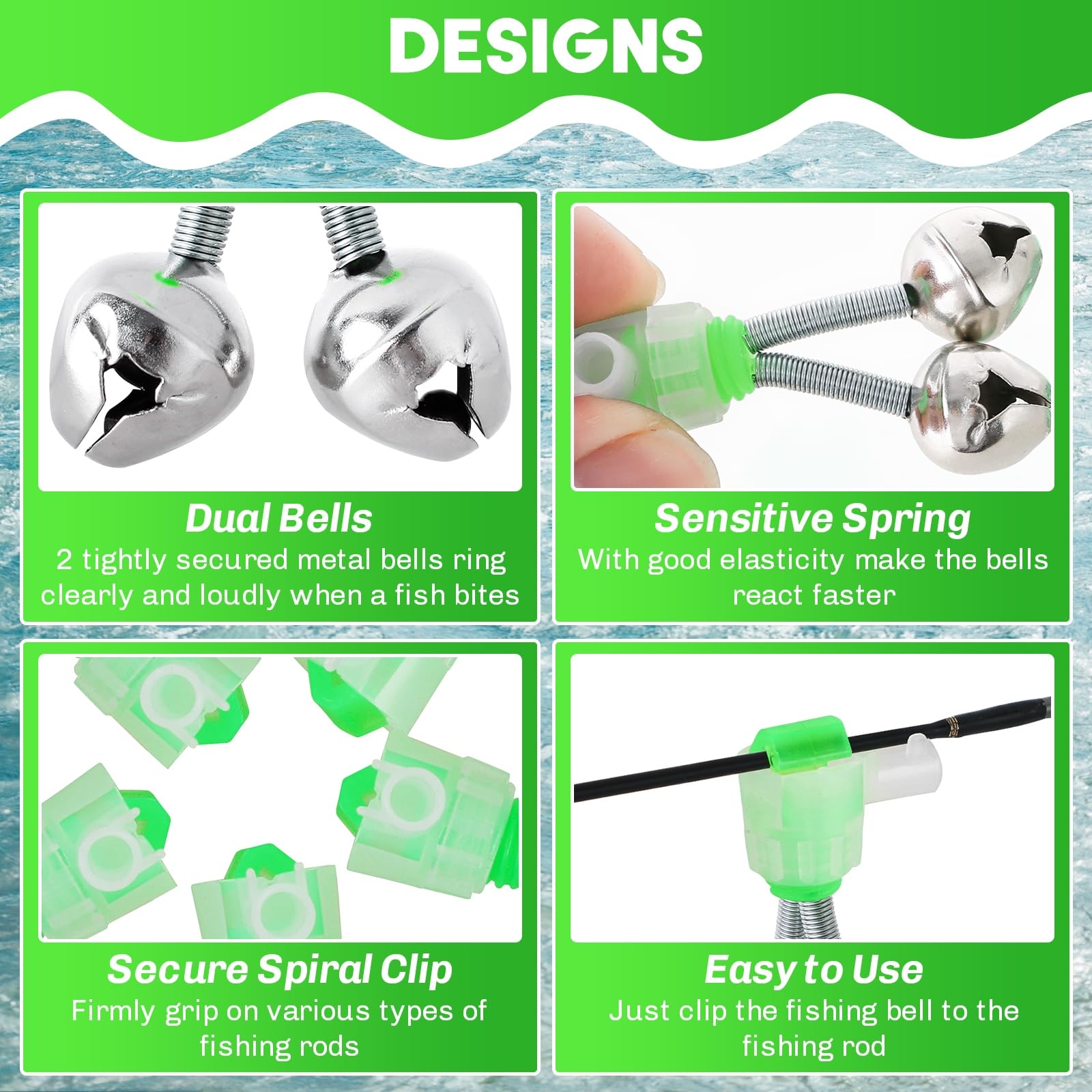 Bell Rod Snapklik.com : Weyleity Fishing Bells 30Pack Fish Bite Bait Alarm Bell ...
