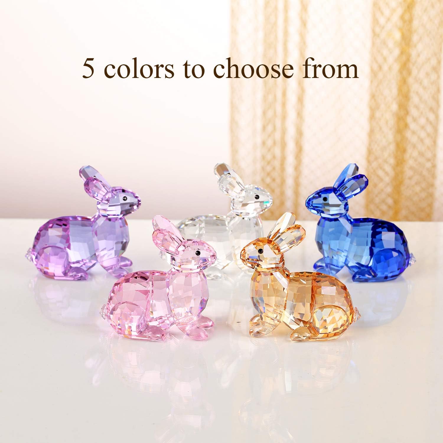 DOJOZ Crystal Bunny Rabbit Valentines Day Sweet Gifts Animal Collectible Cute Figurine Birthday Gifts Home Decor (Pink)