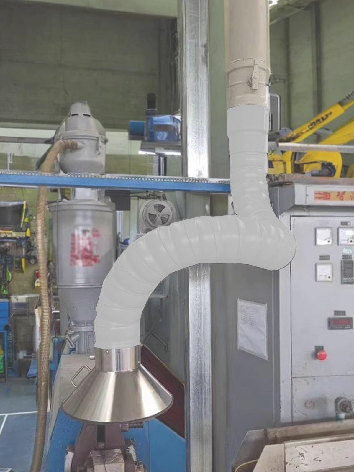 Tubo flessibile per la raccolta della polvere da 1,5 m, con cappuccio in acciaio inox, 16 cm, aspiratore di scarico per fumo, portatile, soluzione industriale per officina e garage