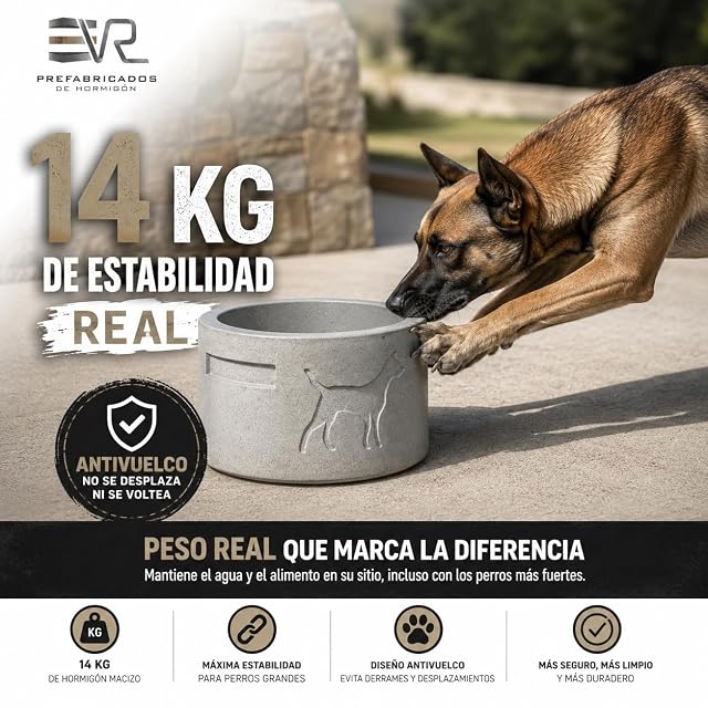 Foto 2 de 8 de VR Prefabricados Comedero y Bebedero de Hormigón Antivuelco para Perros