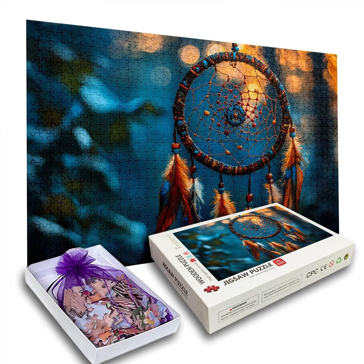 Puzzle 2000 sztuk dla dorosłych, motyw łowcy marzeń łowcy dla dorosłych, trudne drewniane łamigłówki, grube i trwałe drewno, wymagające łamanie głowy, Boże Narodzenie prezent dla kobiet, Motyw: pióro