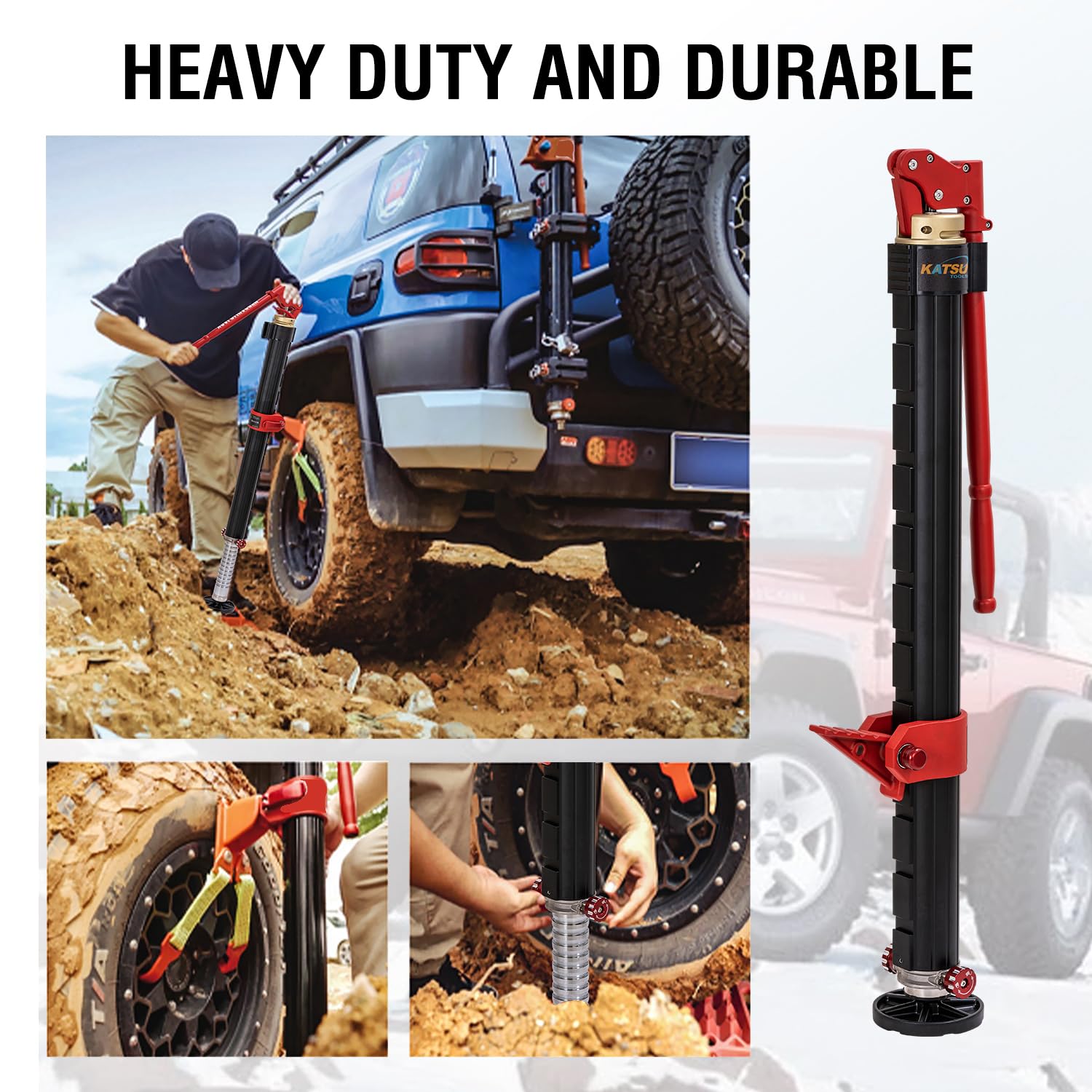 KATSU Farm Jack Heavy Duty, Cric Hydraulique 2 Ton Capacité de Charge, Alliage d'Aluminium, Cric de Levage Voiture Véhicule Offroad pour 4x4 VTT Tracteurs Camions 161199