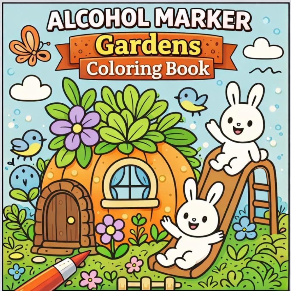 Alcohol Marker Gardens Coloring Book: Bold & Easy, Fun Beautiful Tiny Garden Designs for Adults and Teens