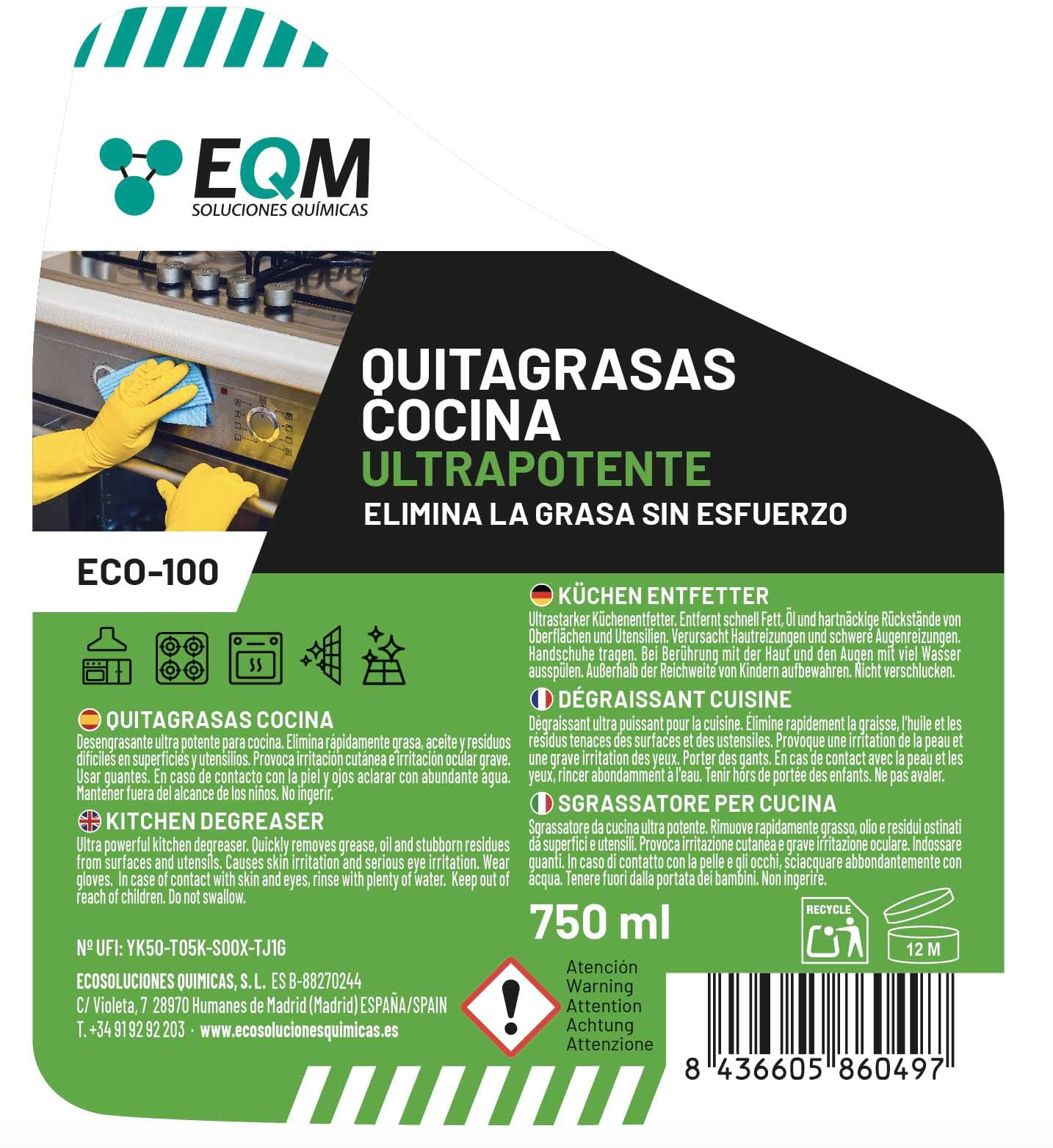 EQM ECO-100 Desengrasante Concentrado 750 ML