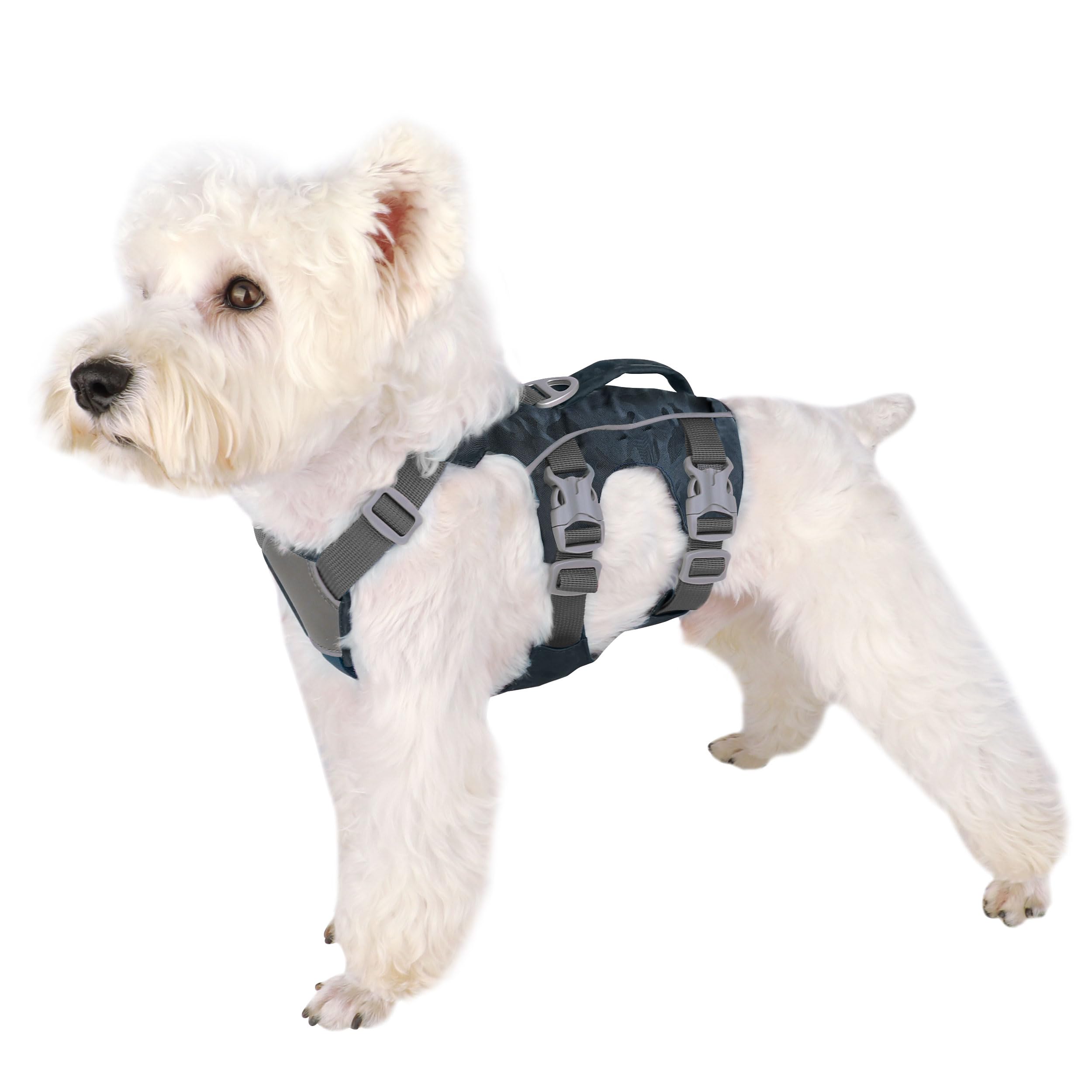 Arnés para perro a prueba de escapes, chaleco ligero de cuerpo completo para mascotas con asa de elevación y clip para correa, arnés reflectante ajustable para perro pequeño para pasear
