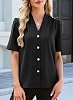 EVALESS Blusas Mujer Casual Elegante Verano Manga Corta Botones Trabajo 2