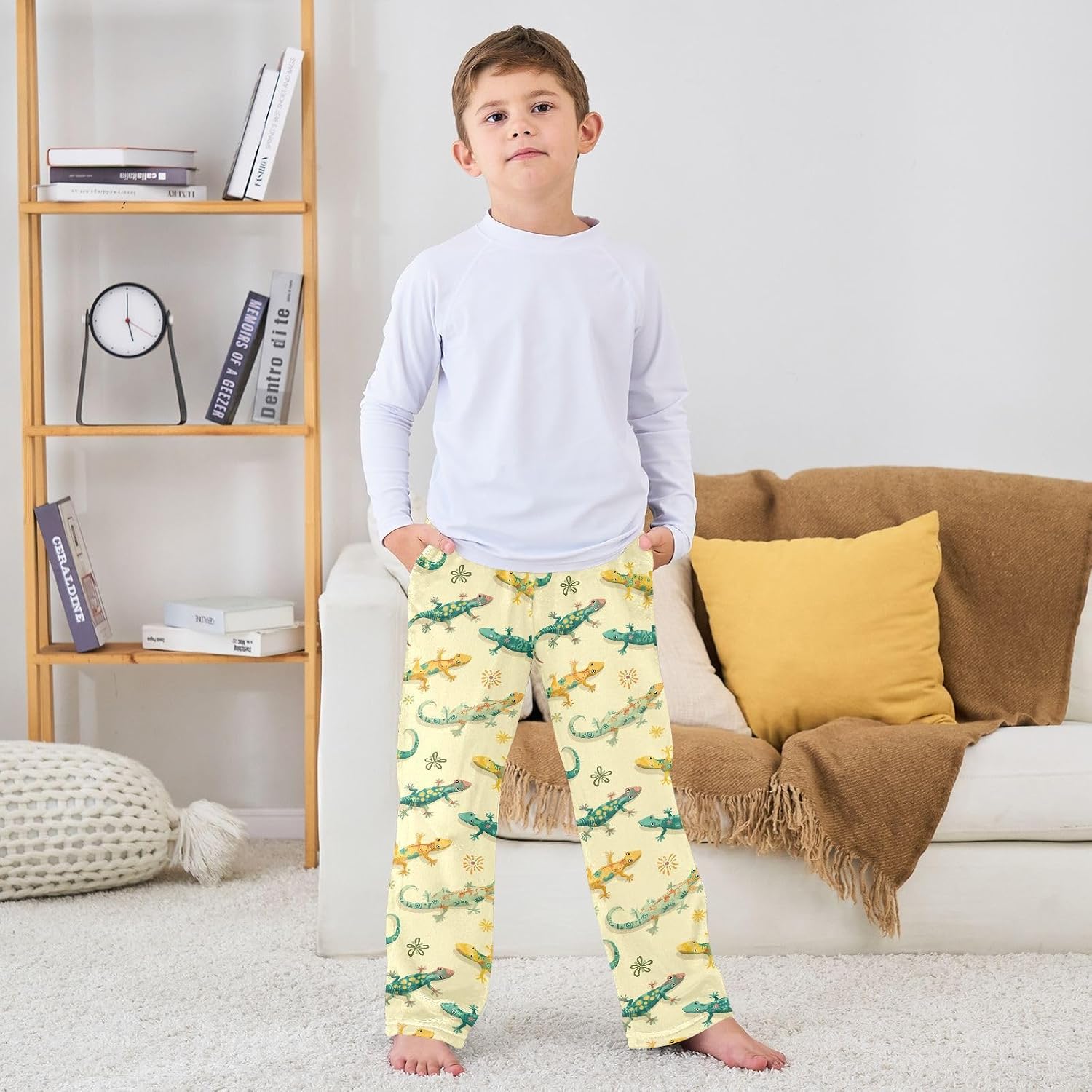 visesunny Colorful Gecko Boys Pants for Kids Fleece Bottoms Long Jogger Pants Trousers with Pockets Size 6-14Y