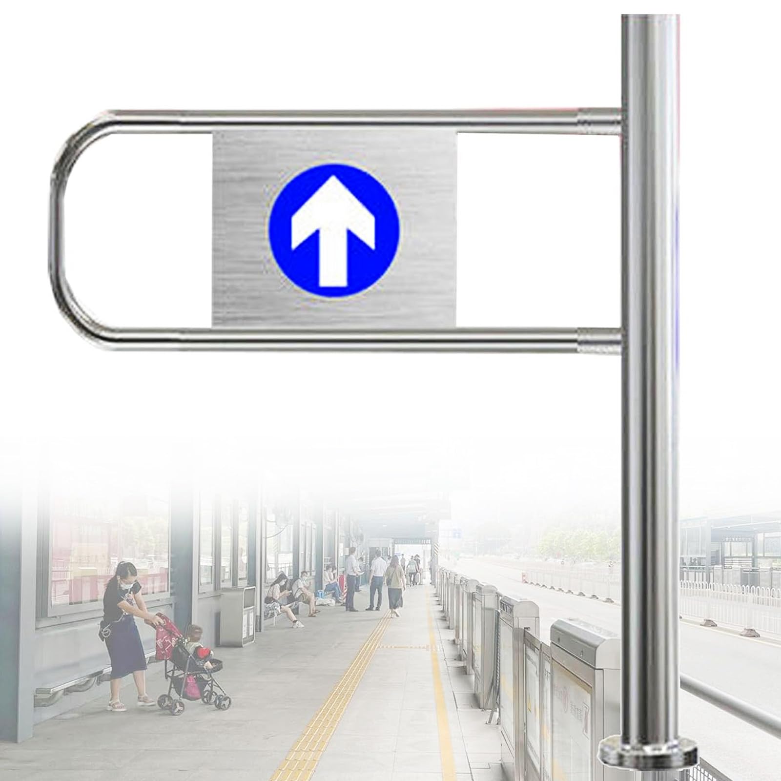Portillon de sécurité battant automatique à ressort - Porte unidirectionnelle pour supermarchés et parcs, portillon piéton à ouverture manuelle à 90°, 60 x 97 cm, idéal pour les allées d'usi