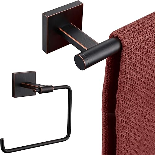 KOKOSIRI Toalleros de baño de 24 pulgadas, toalleros de baño, toalleros, anillo, toallero, colgador, bronce aceitado, B4005ORB-L24+B3007ORB