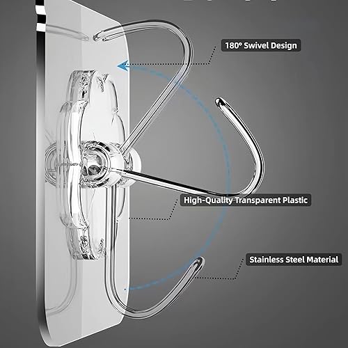 Miniatura 2 de Ganchos de pared autoadhesivos transparentes, ganchos invisibles resistentes para cocina y baño (paquete de 6)