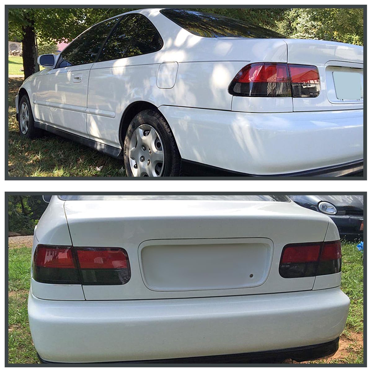 Spec-D Tuning Red Smoke Lens Tail Lights Compatible with 1996-2000 Honda Civic Coupe 2 Door, Left + Right Pair Assembly