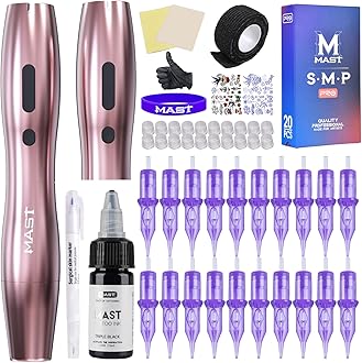 Mast Tattoo Kit Cordless Rotary Tattoo Machine gun Kit complete for beginners 2Pcs Changeable Battery Power Supply 20Pcs Tattoo Cartridge Needles